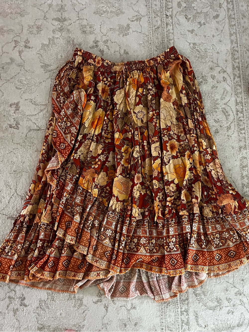 Spell and the Gypsy Collective Lady Amethyst Floral Tiered Midi Skirt XL